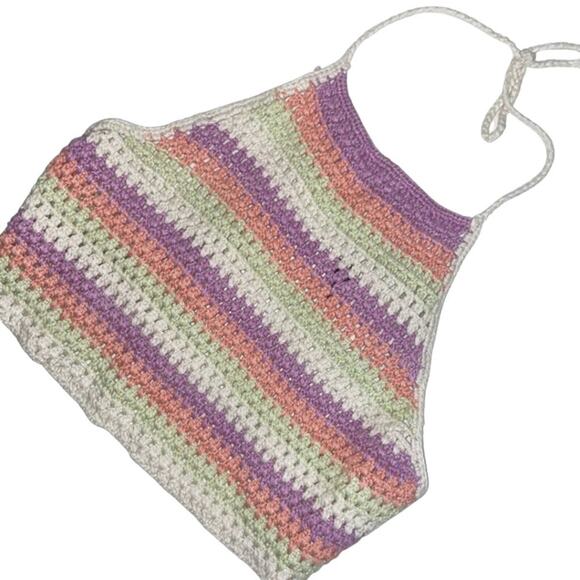 BP. Crochet Halter Top in Purple Multi Cottage Stripe at Nordstrom, Size… - Picture 2 of 2